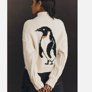 Anthropologie Pilcro Penguin Cable Knit Zip Up Cardigan Sweater Size S NWT Small